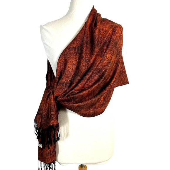 Pashmina Cashmere Paisley Scarf Shawl Wrap Stole Silk and Cashmere soft - Picture 9 of 12